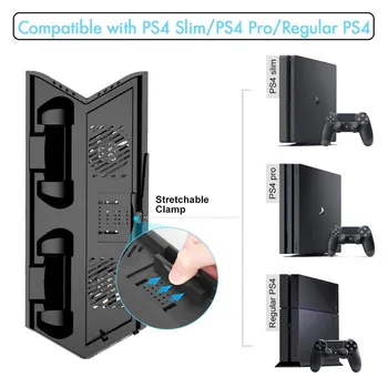 

PS4 Slim/Pro Universal Vertical Stand with Dual Controller Charger Station Cooling Fan 14 Games Storage for Play Station 4 PS4