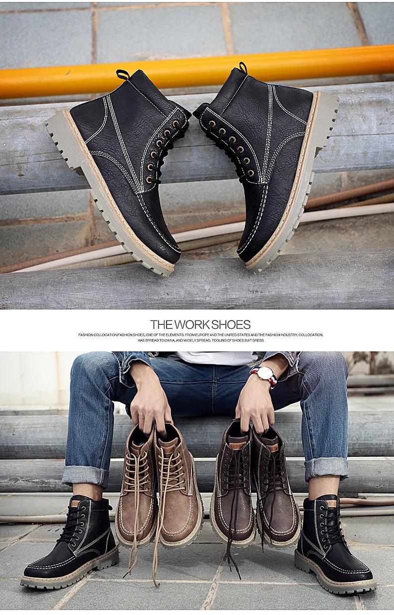 Брендовые мужские ботинки Martens; кожаная зимняя теплая обувь; мужские мотоциклетные ботильоны; doc martins; осенние мужские оксфорды