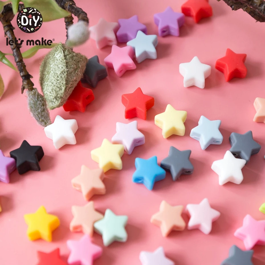 

Let' S Make Silicone Teethers Mini Star 100Pc Bpa Free Meterial Chewable Beads Diy Teething Necklace Tiny Rod Teether Kids Toys