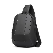 Ozuko 4 цвета дизайн USB нагрудная сумка с заклепками жесткий корпус водонепроницаемые сумки через плечо водоотталкивающий Shouder Pack