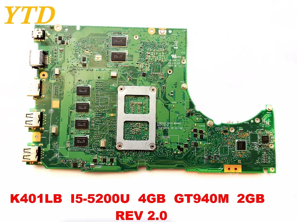 Finest  Original for ASUS K401LB laptop motherboard K401LB I5-5200U 4GB GT940M 2GB REV 2.0 tested good free