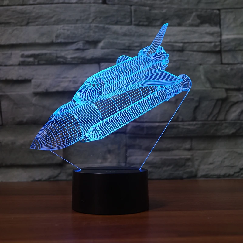  Space Shuttle Touch Table Lamp 7 Colors Changing Desk Lamp 3d Lamp Novelty Led Night Lights Drop Sh