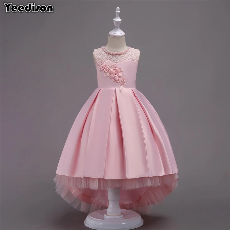 

Yeedison 2018 Embroidery Girls Party Dance Dress Lace Beading Kids Princess Dresses Flower Bow Children Costumes Girl Ball Gowns