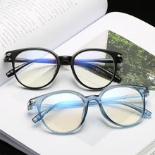 Unisex Blue Light Blocking Glasses Round Computer Eyeglasses Women's Eyeglass Frame Anti-UV Blue Rays Plain Mirror Glass Oculos