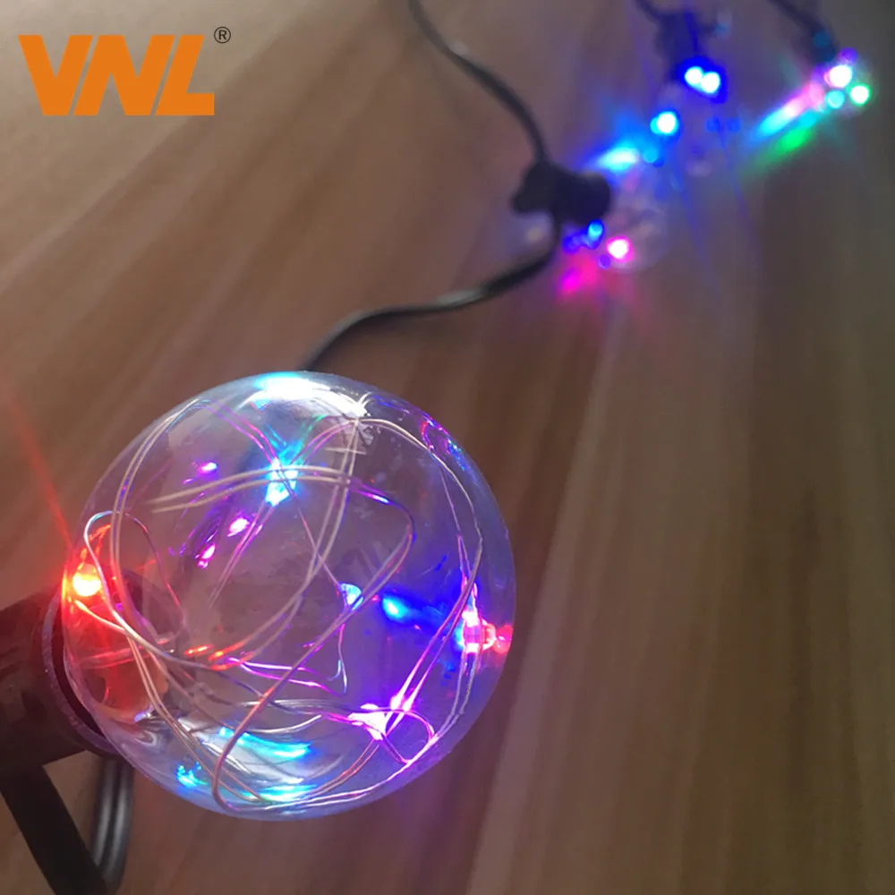 VNL 8 м 25X G40 Рождественский светодиодный RGB медный струнный светильник красочная гирлянда Сказочный светильник s для Рождества, свадьбы, вечеринки, наружного декора