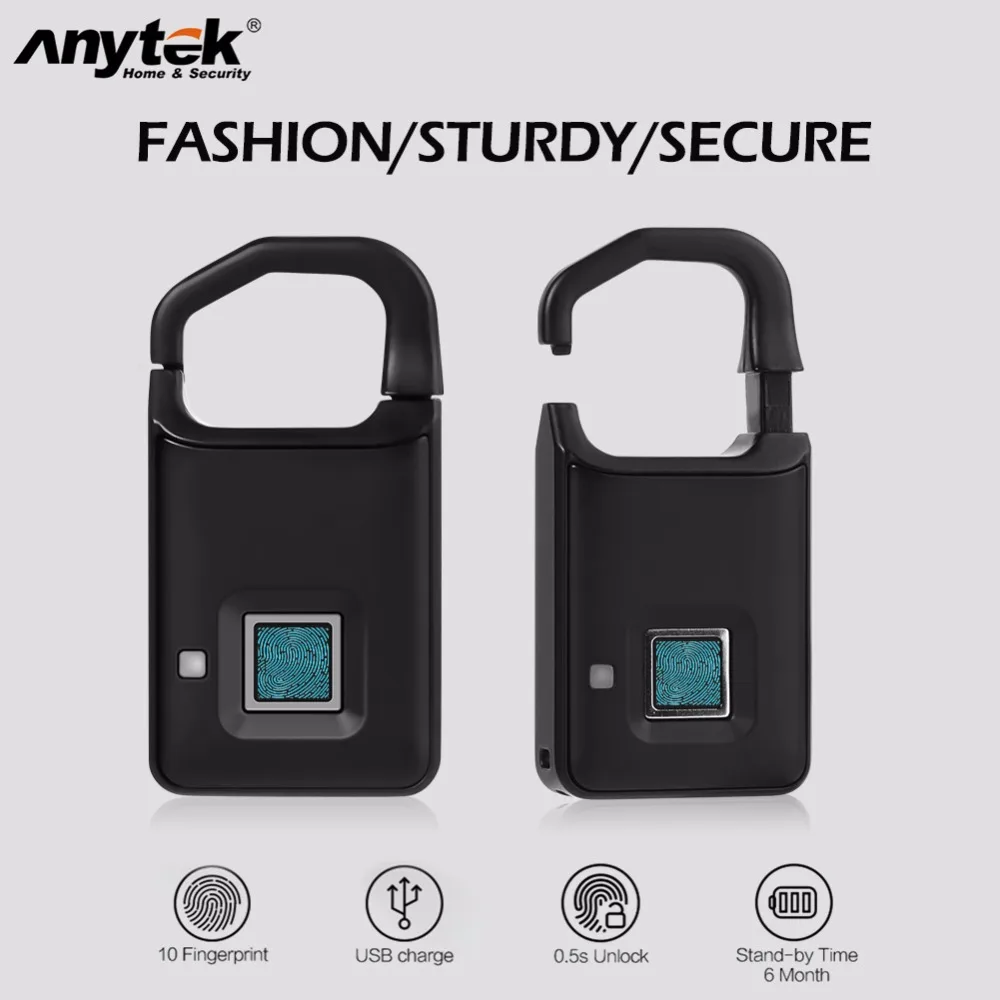 

Anytek P4 Fingerprint Lock USB Rechargeable Smart Keyless Suitcase Bag Door Locks Anti-Theft Padlock Intelligent Security Lock