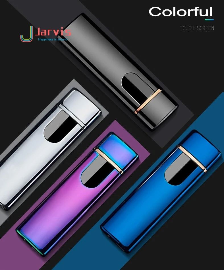 

2019 thin usb charging lighter touch screen electronic cigarette lighters small rechargeable electric lighter windproof men gift