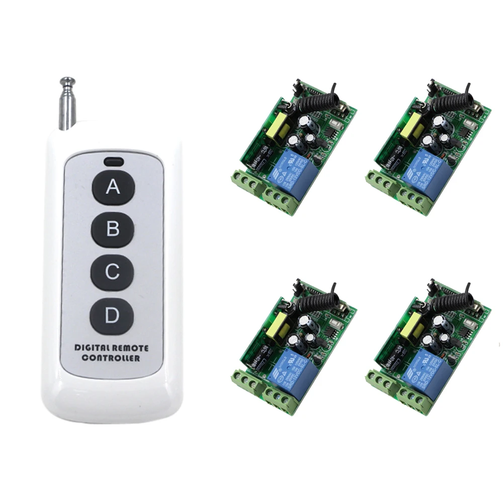 2017 New 85V 110V 120V 220V 250V 10A 1CH RF Wireless Remote Control Switch System 1 X Transmitter + 4X Receivers 315/433 MHZ 2017 New 85V 110V 120V 220V 250V 10A 1CH RF Wireless Remote Control Switch System 1 X Transmitter + 4X Receivers 315/433 MHZ