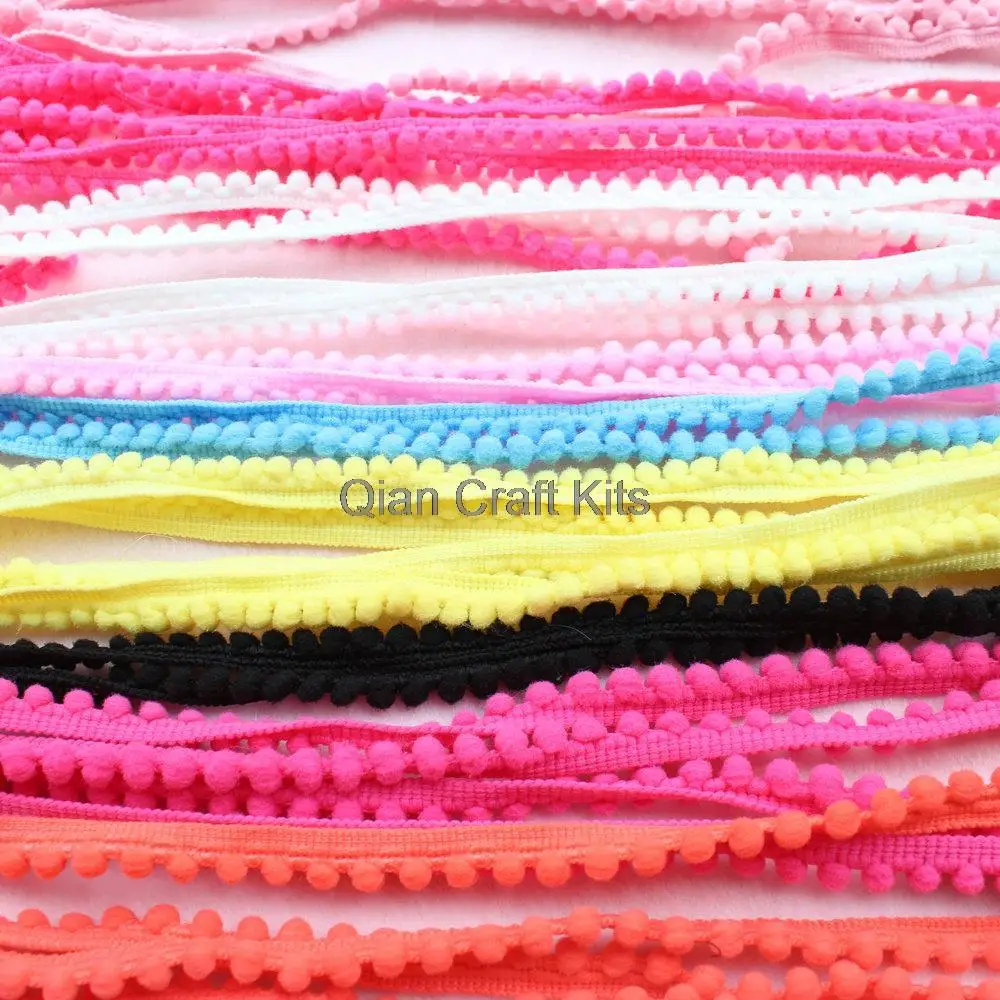 

80 Yards mix color Tiny Pom Pom Trim (pom size 5mm), Mini Pom Trim, Colorful Rainbow Pompom trim, Tiny ball lace ribbon