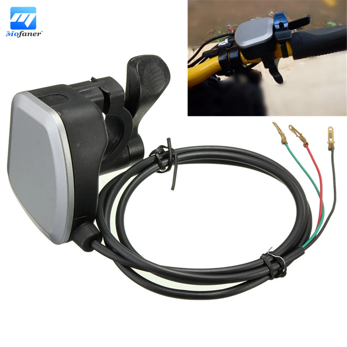 1 x Black Universal Electric Bikes Motorcycle Thumb Throttle Electric