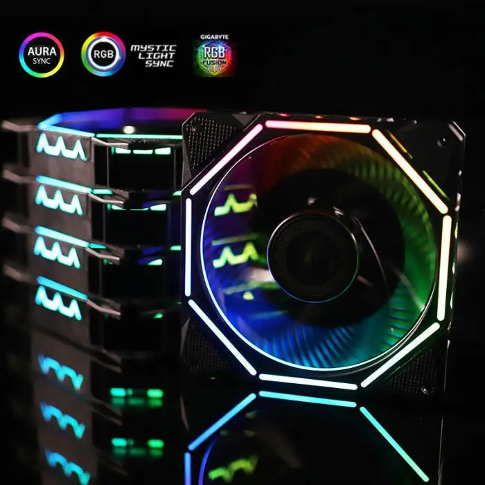 Чехол для компьютера PC охлаждающий вентилятор светильник RGB регулируемый светодиодный светильник 120 мм кулер вентилятор светильник QJY99