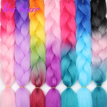 Лиси волосы 24 дюйма Джамбо косы длинные кроше с Омбре волосы синтетические плетеные волосы светлые розовые синие 88 видов модные прически