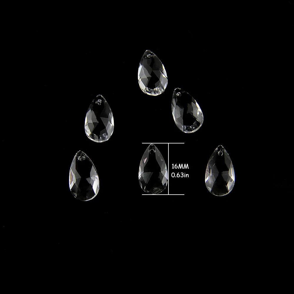 

16mm 200pcs Natural Optical Glass Water Drop Stone Charms Crystal Teardrop Gem Stone Fashion Jewelry Pendants for DIY Necklace