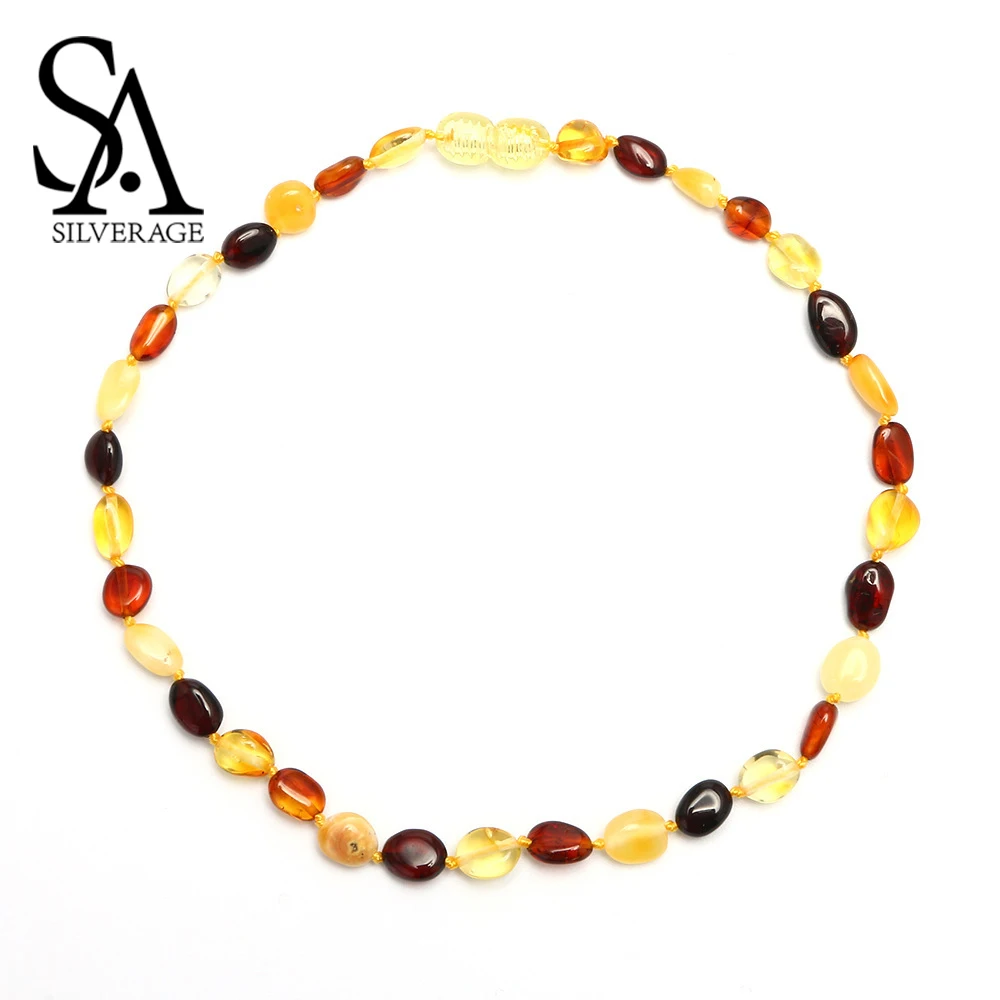 

SA SILVERAGE 2019 Women Fashion Accessories Party Gemstone Amber Gift Natural Agate Necklace Women Stone Jewelry Chain Choker