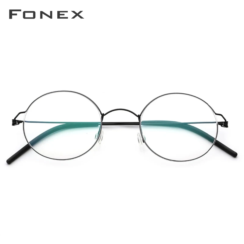 Comprar FONEX sin tornillos gafas de prescripción Marco de gafas de mujer miopía redonda optica Denmark gafas coreanas marco hombres titanio 98607