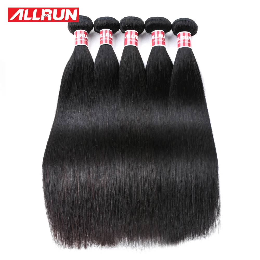 Allrun продукты волос бразильские прямые волосы Связки 4 шт. Человеческие волосы не путать не Волосы Remy натуральный Цвет Бесплатная доставка