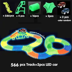 Светящиеся гоночной трассе автомобиль изгиб Flex светятся в темноте Ассамблея игрушка 470/566 шт. слот гоночной трассе + 1 шт. светодиодный