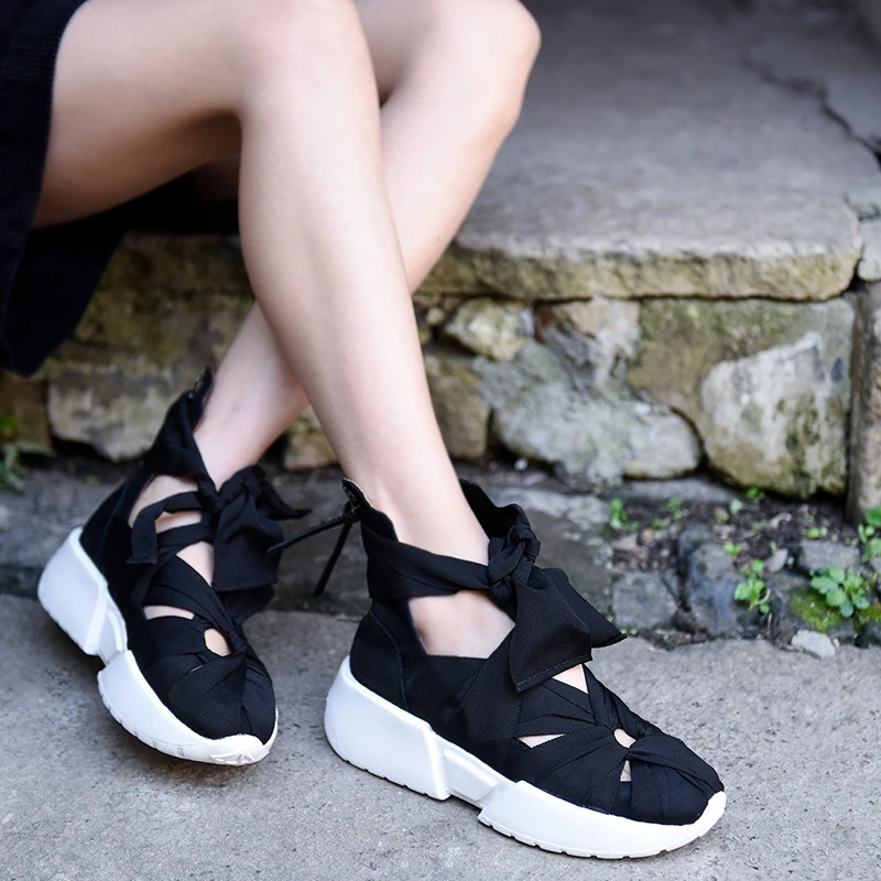 

Artmu Original Strap Sports Women Sandals Thick Bottom Korean Style Hollow Casual Handmade Wedge Heels 2019 New Beach Shoes