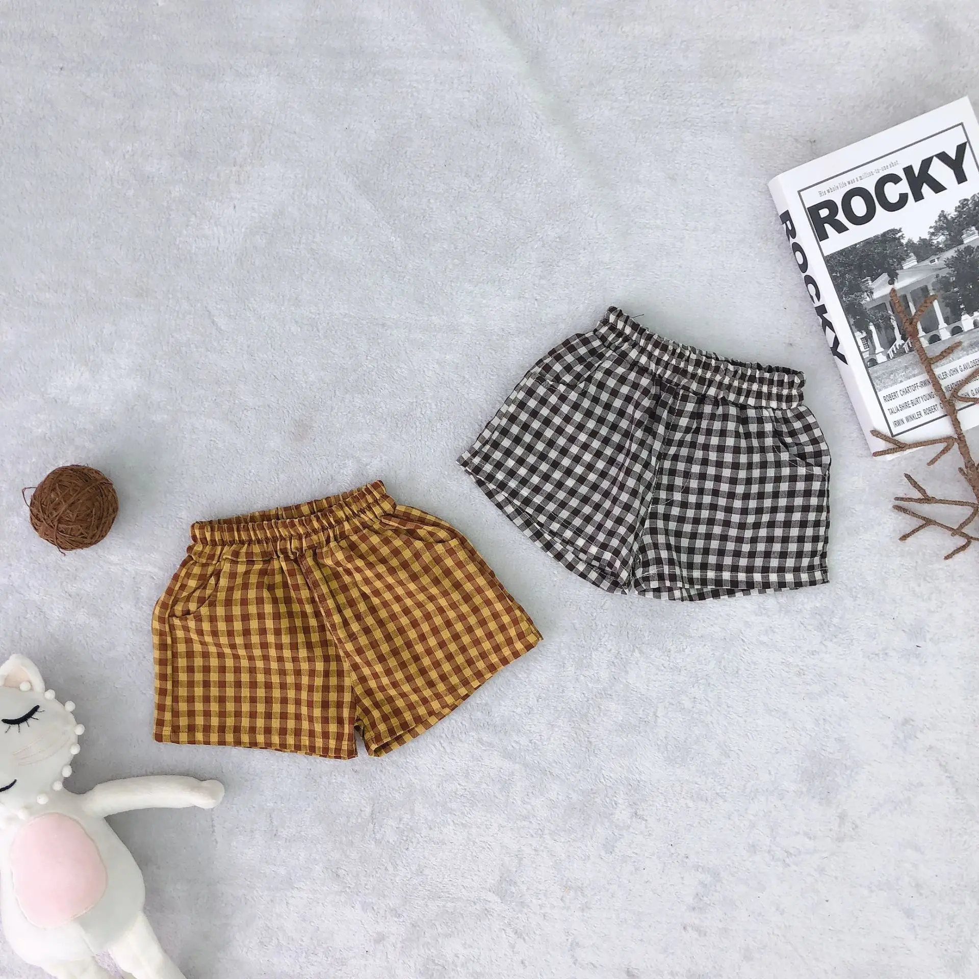 

Children's Wear New Kid's Korean Plaid Shorts Boys And Girls Summer Checked Shorts Cotton Flax Breathable Pants