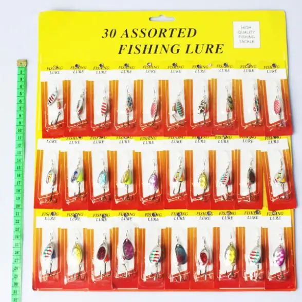 

30pcs Fishing Lures Kinds of Spinner Spoon Baits Pike Salmon Bass Tackle Lot