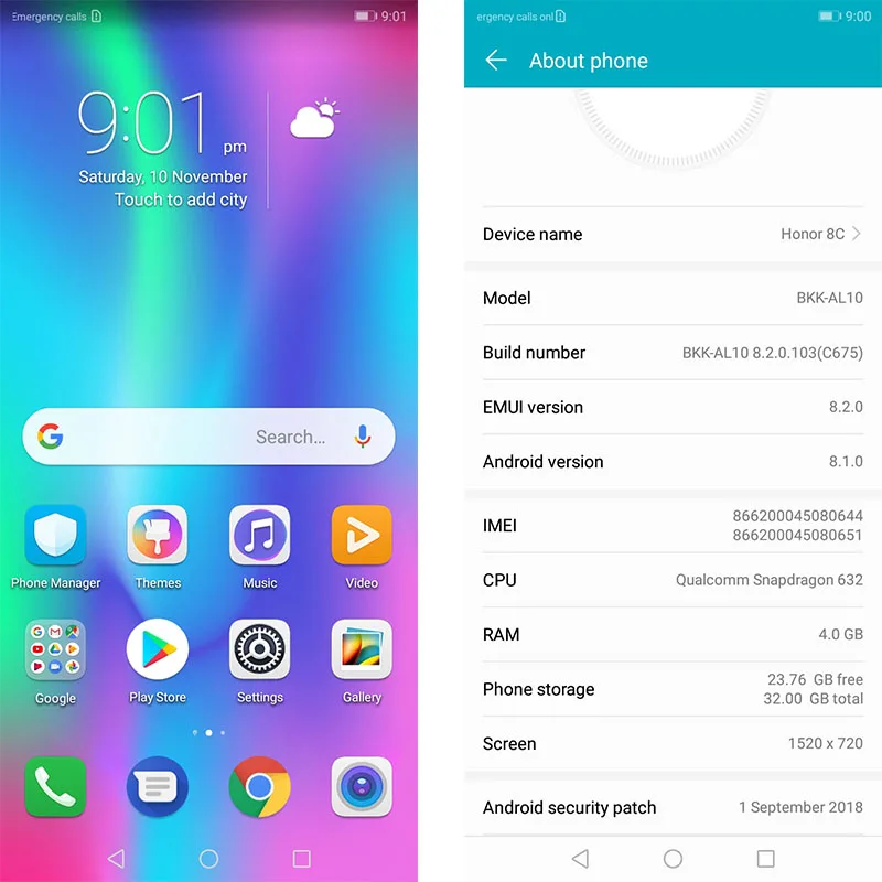 8c Honor 3 слота Face ID 6 26 дюймов Восьмиядерный процессор Snapdragon 632 Передняя камера 8.0MP