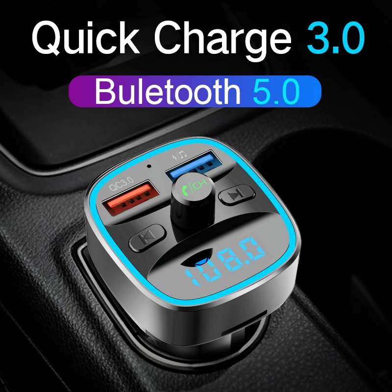 

CDEN Bluetooth 5.0 Receiver FM Transmitter USB Flash Drive / TF Card Car MP3 Music Player Hands-free Call USB QC3.0 Car Charger