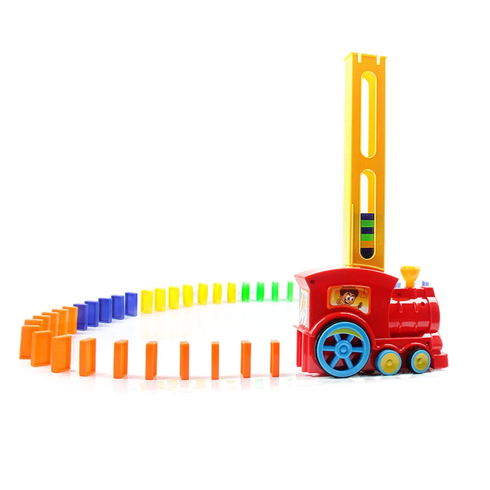 

Domino Train Model Car Toys Automatic Sets Up Colorful Domino Blocks Game With Load Educational Toys for Kids Baby Children