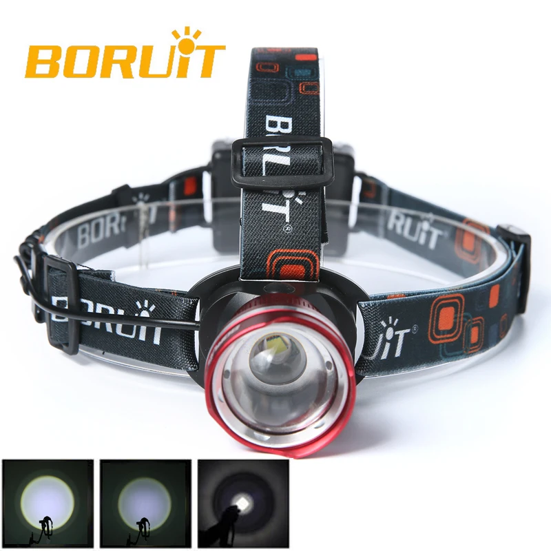 

boruit Zoomable 3000LM XML T6 LED Headlamp 18650 Headlight 3-Mode Head Torch camping fishing