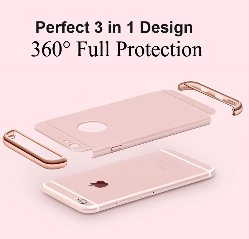 

360 degree Shockproof Electroplating Phone Cases 3 IN 1 Removable Hard Matte Cover For iPhone X XS MAX XR 6 6s 7 8 Plus 5 5s SE