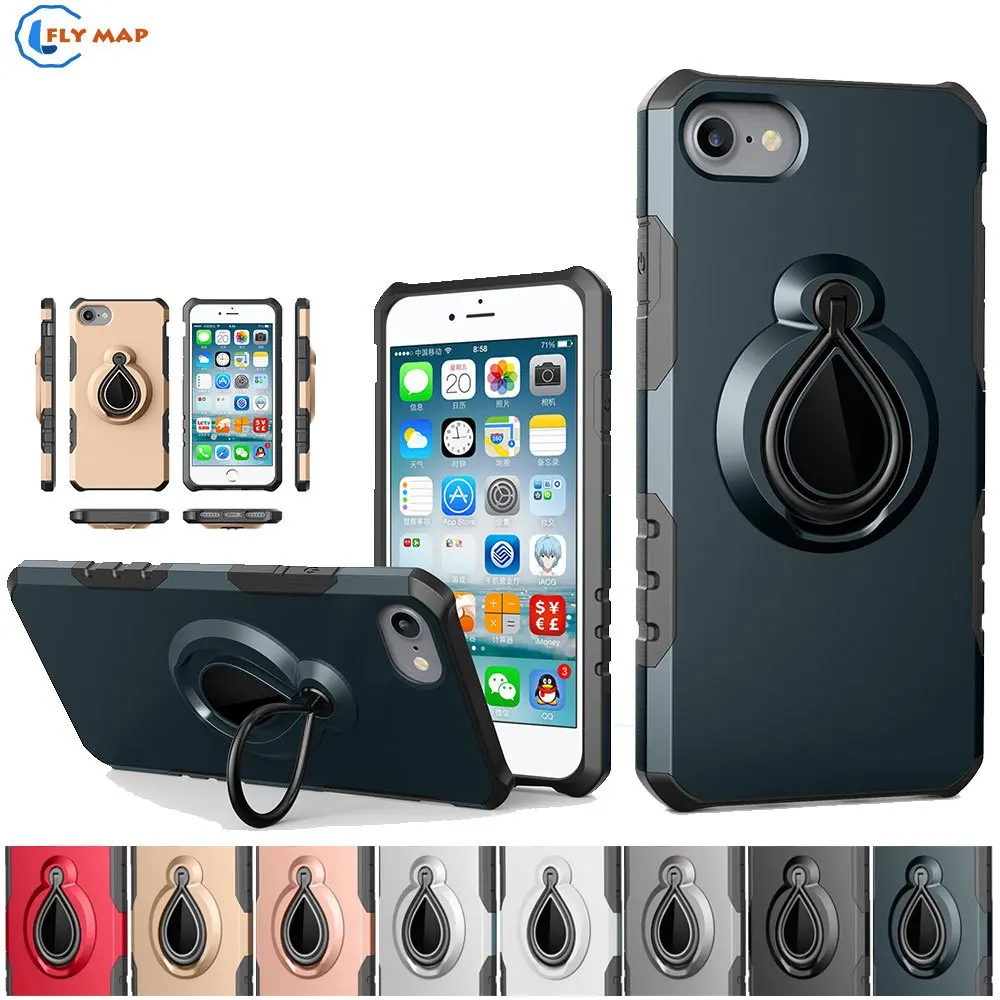 Goedkoop Coque Voor Apple iPhone 7 iPhone7 Plastic + TPU Roterende Mobiele Smartphone Protector Case Cover Voor Apple i Phone7 Siliconen doos