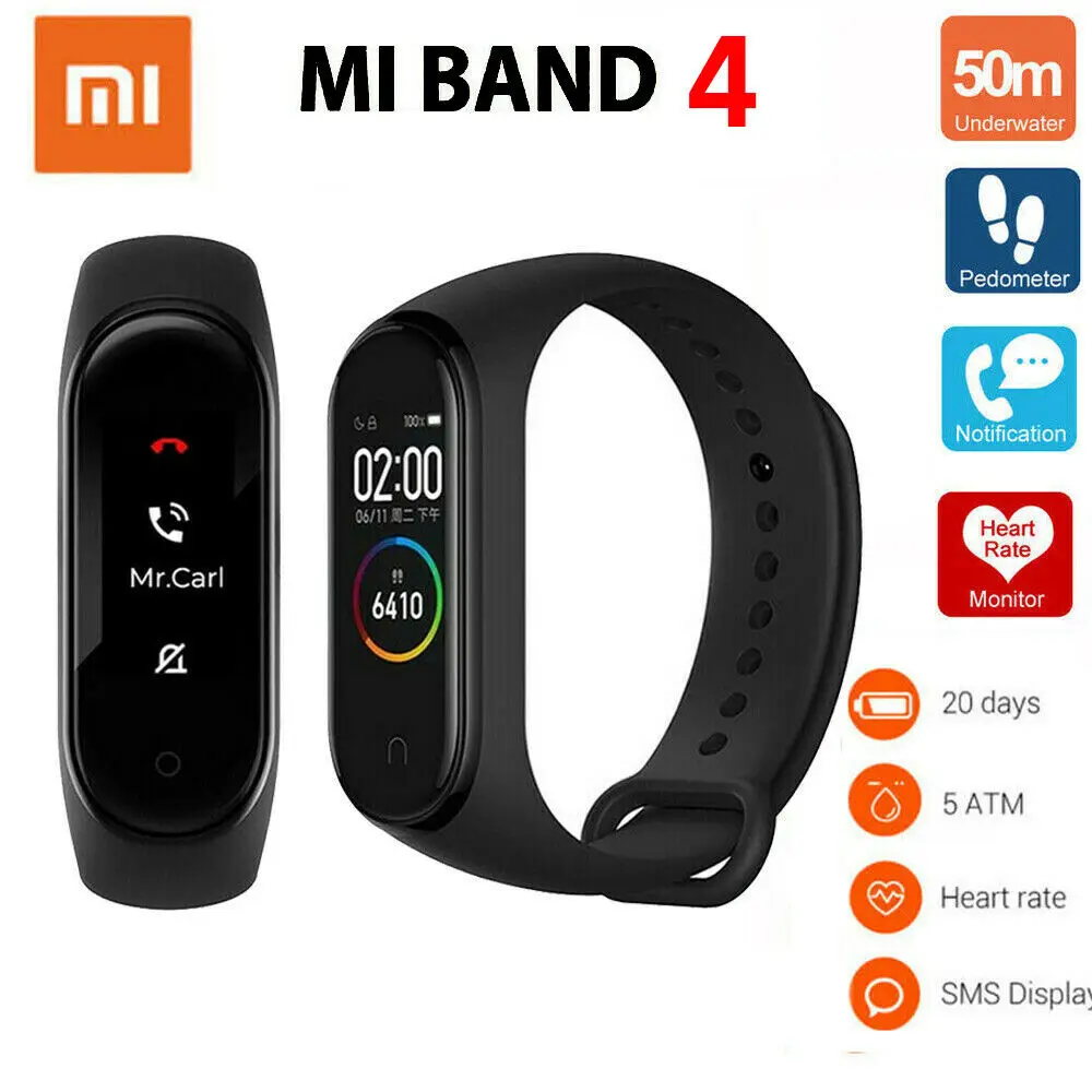 Inteligente com Tela Cor e 5atm Versão Global Xiao Banda 4 Pulseira Amoled mi