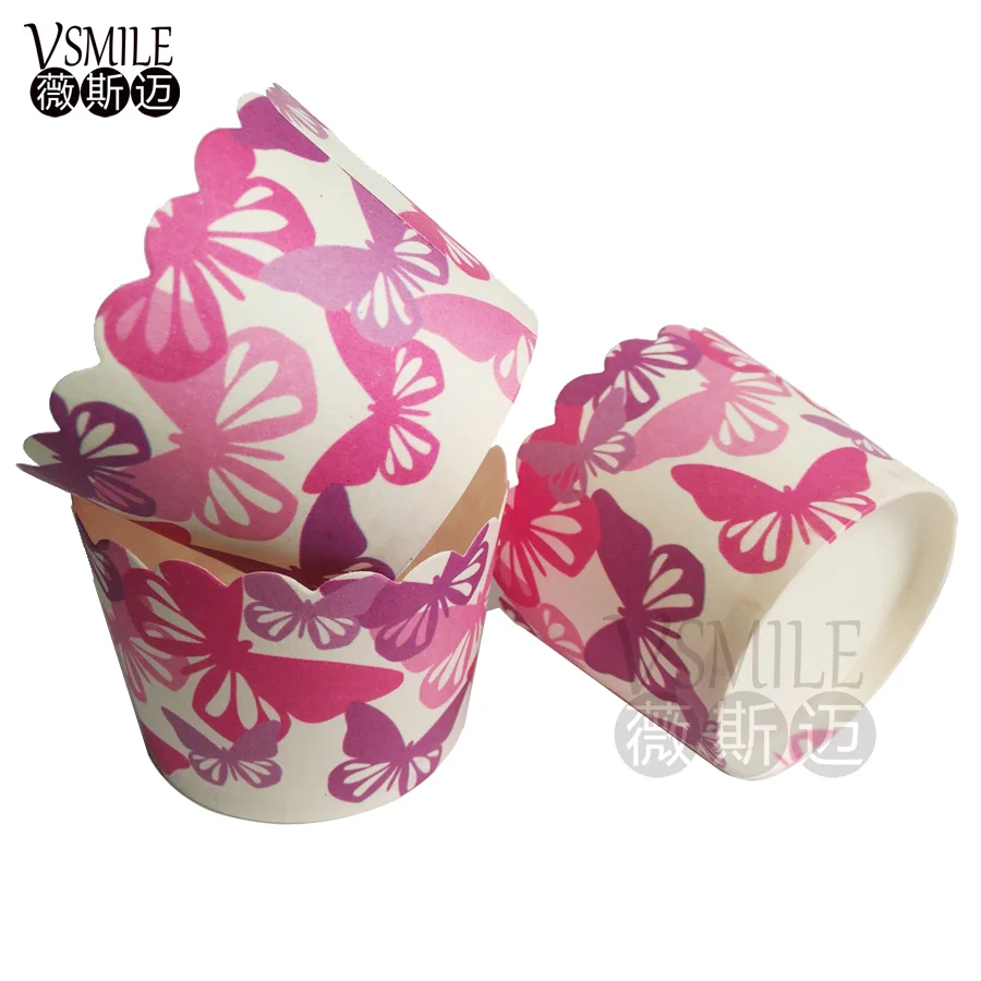 Free Shipping Happy Birthday Butterfly Cupcake Liners Cups Cases