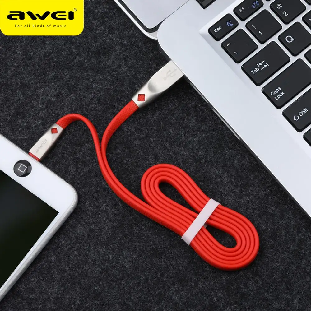 Awei CL 95 Usb кабель для iphone Xs max Xr X 8 7 6 plus 6s 5 ipad mini зарядное устройство мобильных