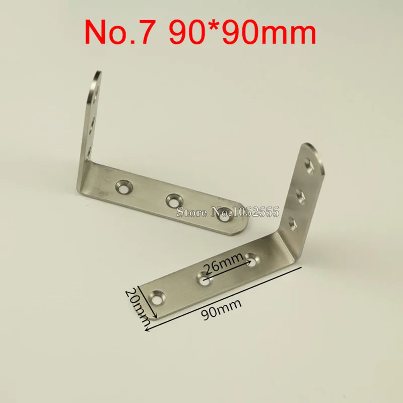 

HOT 500PCS Stainless Steel Corner Brackets 90*90mm Right Angle Brackets Furniture Frame Board Shelf Support Fastening Connectors