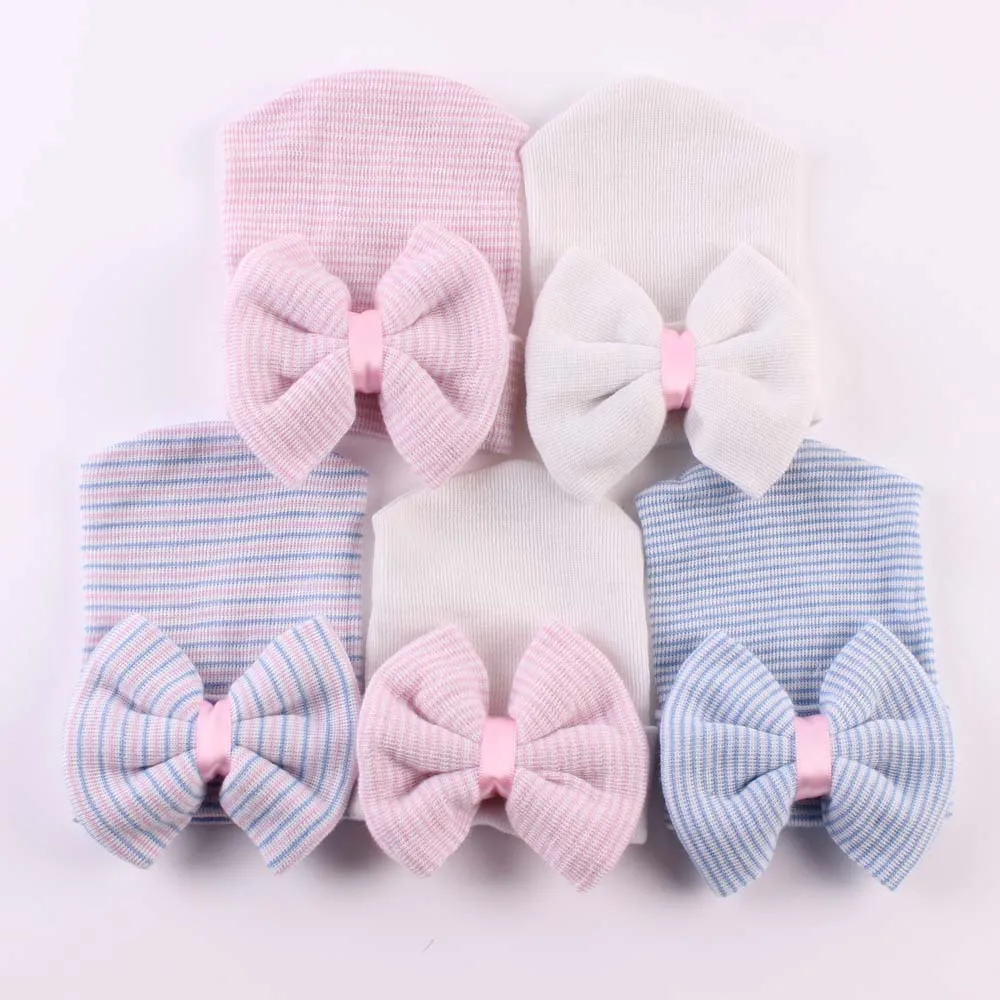 Теплые хлопковые шапки для новорожденных от 0 до 6 месяцев Детские шапки с бантиком BeBes Turban Hood, мягкие хлопковые шапки для малышей, детские головные уборы