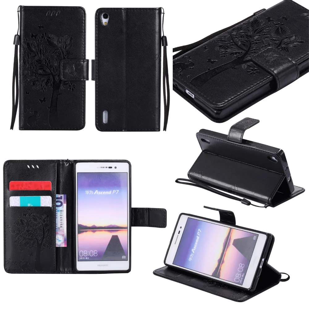 Роскошный кожаный бумажник case обложка для huawei ascend p7 p 7 кремния откидная крышка
