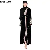 Muslim Abaya Dubai Long Sleeve Open Abayas for Women Islamic Dress Islam Clothing Turkisha 2018 Velvet Black Pakistan Plus Size