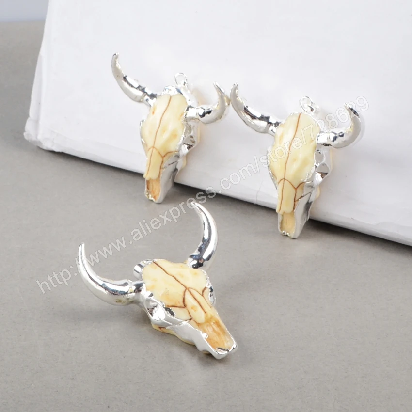 BOROSA 5 шт./лот Longhorn подвески из смолы для крупного рогатого скота с серебряным