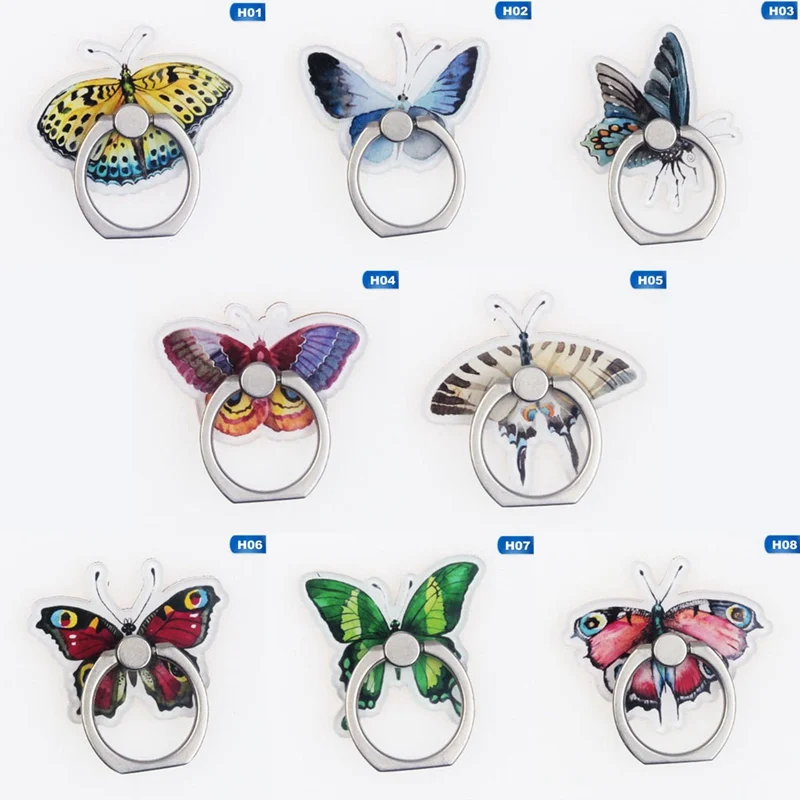 UVR Cartoon Butterfly Insect Phone Stand Mobile Finger Ring 360 Degree Rotation Holder For IPhone X 7 Plus Samsung Xiaomi