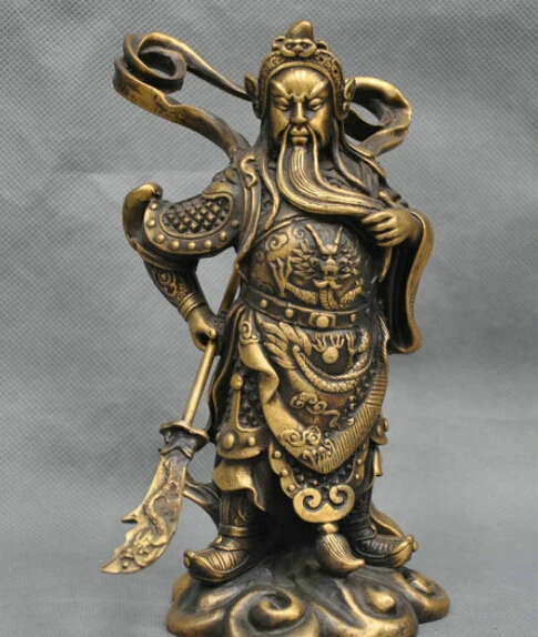 

8'' China Dragon Sword Warrior Guan Gong Yu Bronze Statue R0712