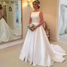 E JUE SHUNG Белые Простые Свадебные платья а-силуэта с открытой спиной свадебное платье в стиле бохо Свадебные платья robe mariage vestidos de novia