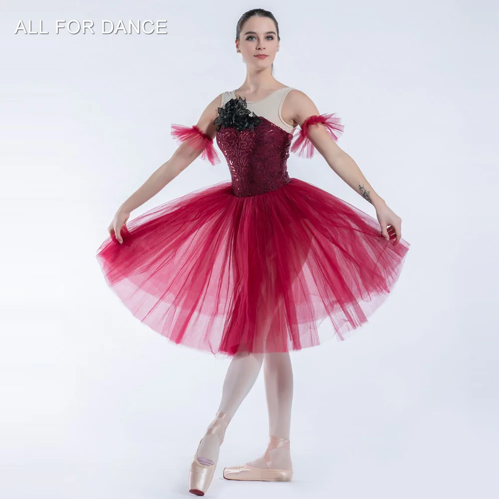 Burgundy Sequin Lace Top Bodice Romantic Ballet Tutu Girl &amp Women Stage Performance Ballerina Dance 19334 | Тематическая одежда