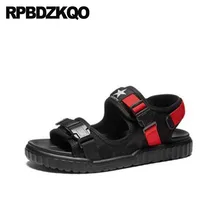 Обувь из водонепроницаемого сетчатого материала; повседневные Черные Спортивные парусиновые туфли на плоской подошве; высококачественные мужские сандалии на платформе; сезон лето года