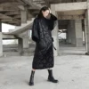 [EAM] 2022 New Spring Autumn V-collar Three-quarter Sleeve Solid Color Bandage Cotton-padded Big Size Coat Women Fashion JD18601 ► Photo 3/6