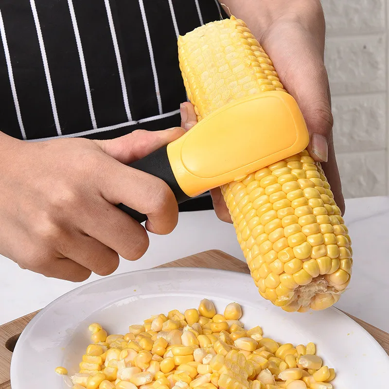 

New Useful Corn Peeler Kitchen Helper Cob Corn Cutter Peeler Thresher Stripper Set Tools 4L