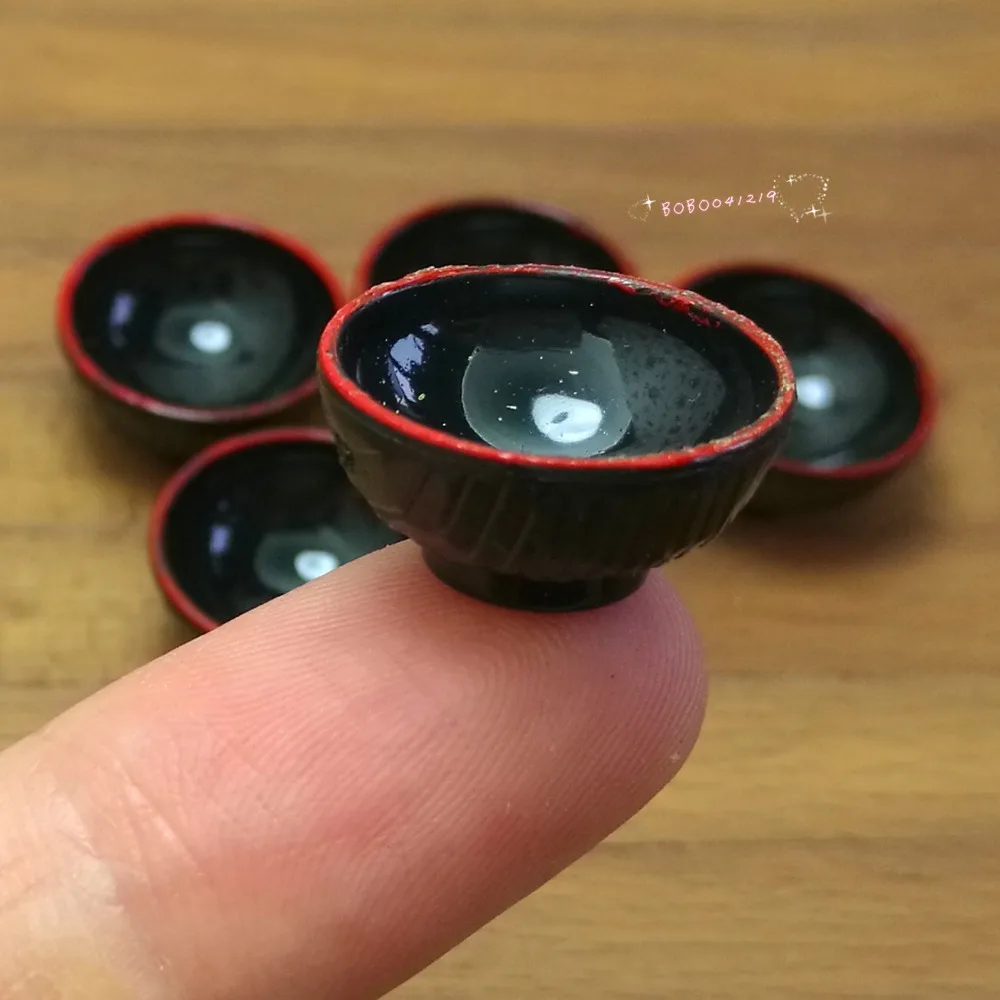 Dollhouse Miniature 1:12 Toy 5 Pcs Plastic Small Size Black Bowls L1.8cm SPO711 | Игрушки и хобби