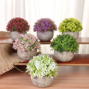 

Simulation Plastic Plant Artificial Green Plant Fake Bonsai Potted For Short Needle Grass Festive Party Home Decorative