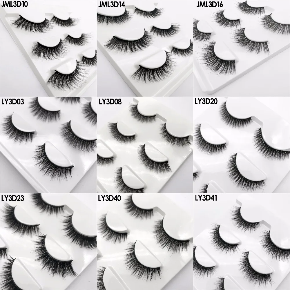 

21 Styles 3 Pairs Mink Eyelashes Natural Long Winged Individual Eyelashes Comfortable Soft Eyelashes