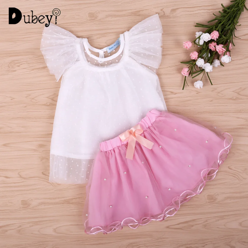 

New Girls Boutique Outfits Summer Open Shoulder T-shirt and Skirt Suit for Little Girl Casual Toddler Girl Clothes