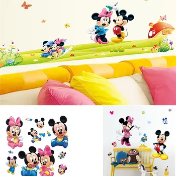 

Hot Mickey Mouse Minnie Mouse Cartoon wall sticker children room nursery decoration diy adhesive mural vinyl home wallpaper